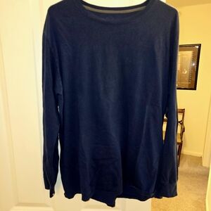 Classic Navy Blue Fruit Of The Loom Select Long Sleeve T-shirt.